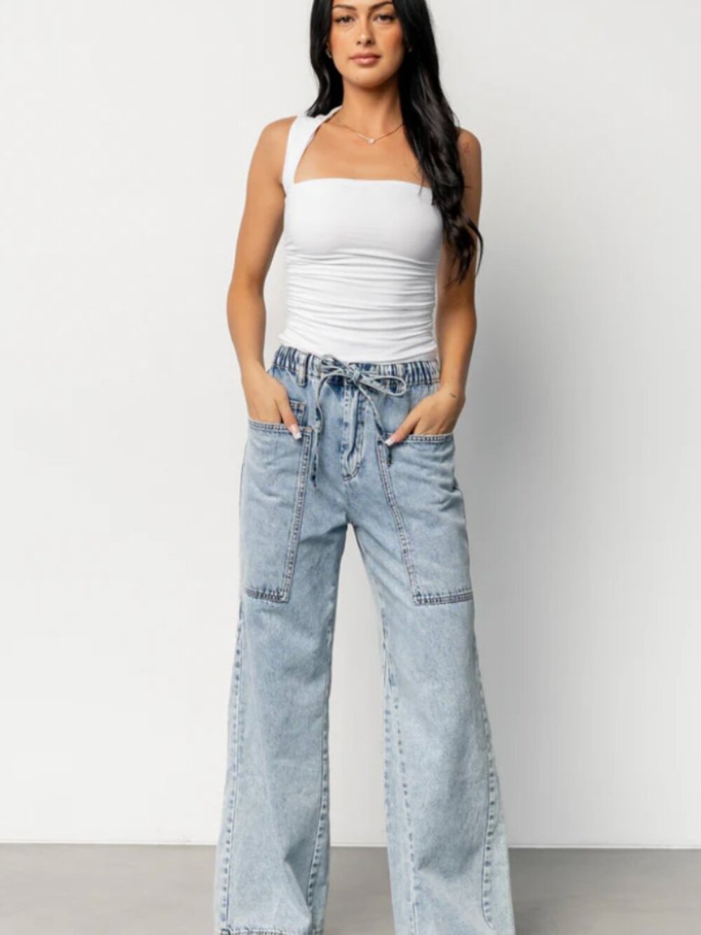 New Baltic Born Skyler Drawstring Wide Leg Jeans - Women's Large -